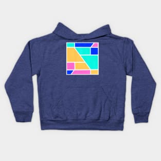 Inverted Blue Yellow Pink Geometric Abstract Acrylic Painting Kids Hoodie